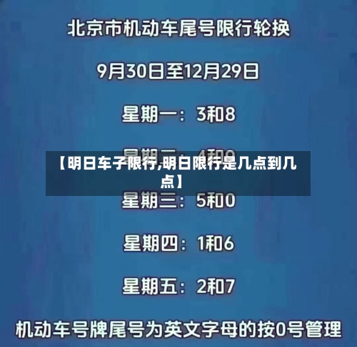 【明日车子限行,明日限行是几点到几点】