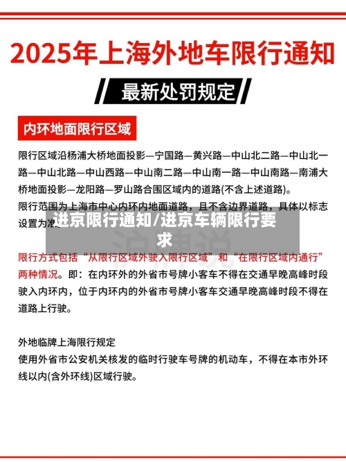 进京限行通知/进京车辆限行要求